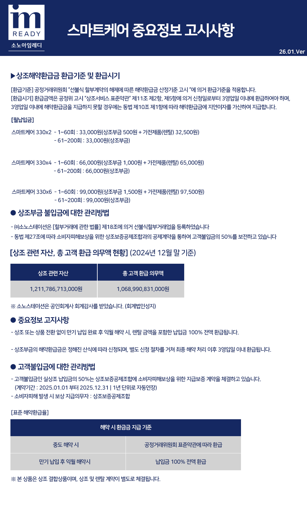 스마트케어 중요정보 고시사항